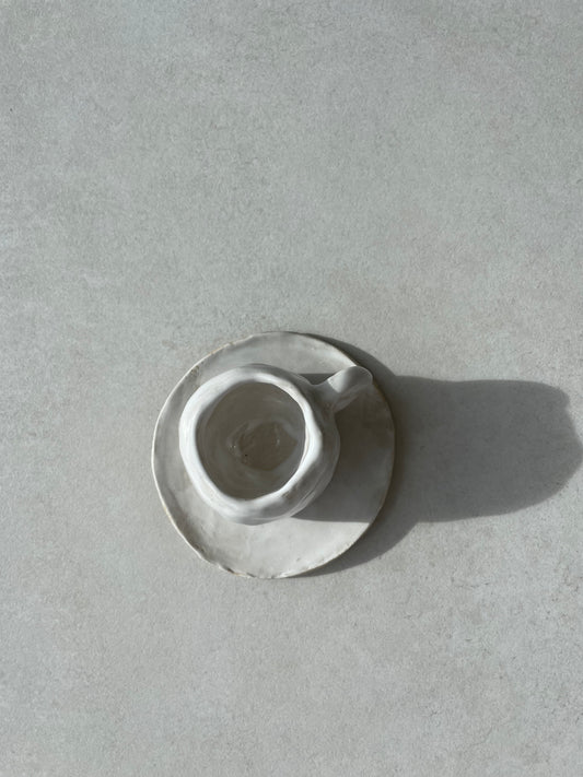 mokka mug mit Untersetzer - weiß