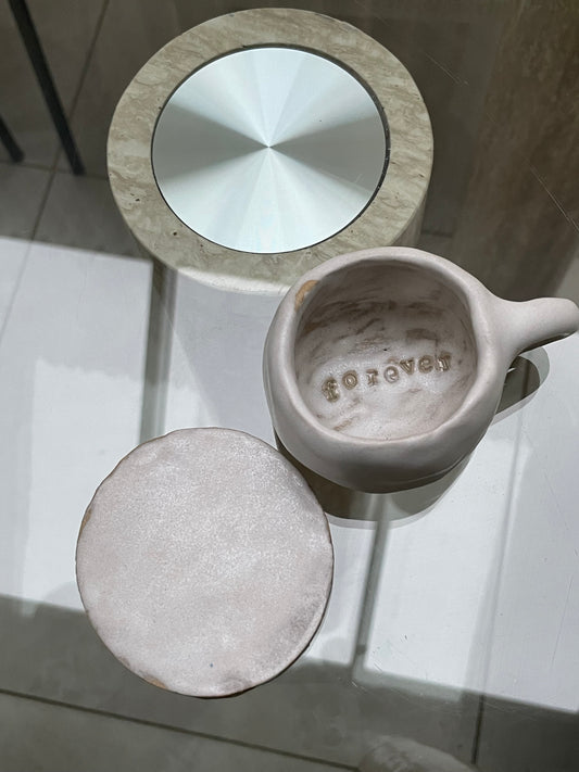 personalized mocha mug with coaster "forever"